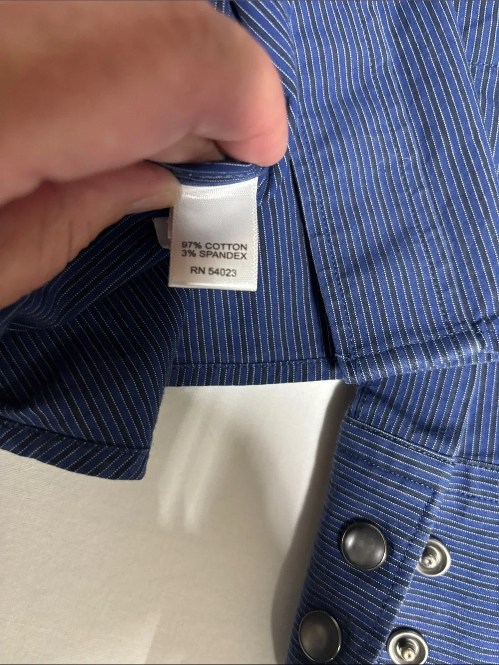 Banana Republic Men's L Blue Pinstripe Western Snap Button Shirt Stretch Cotton